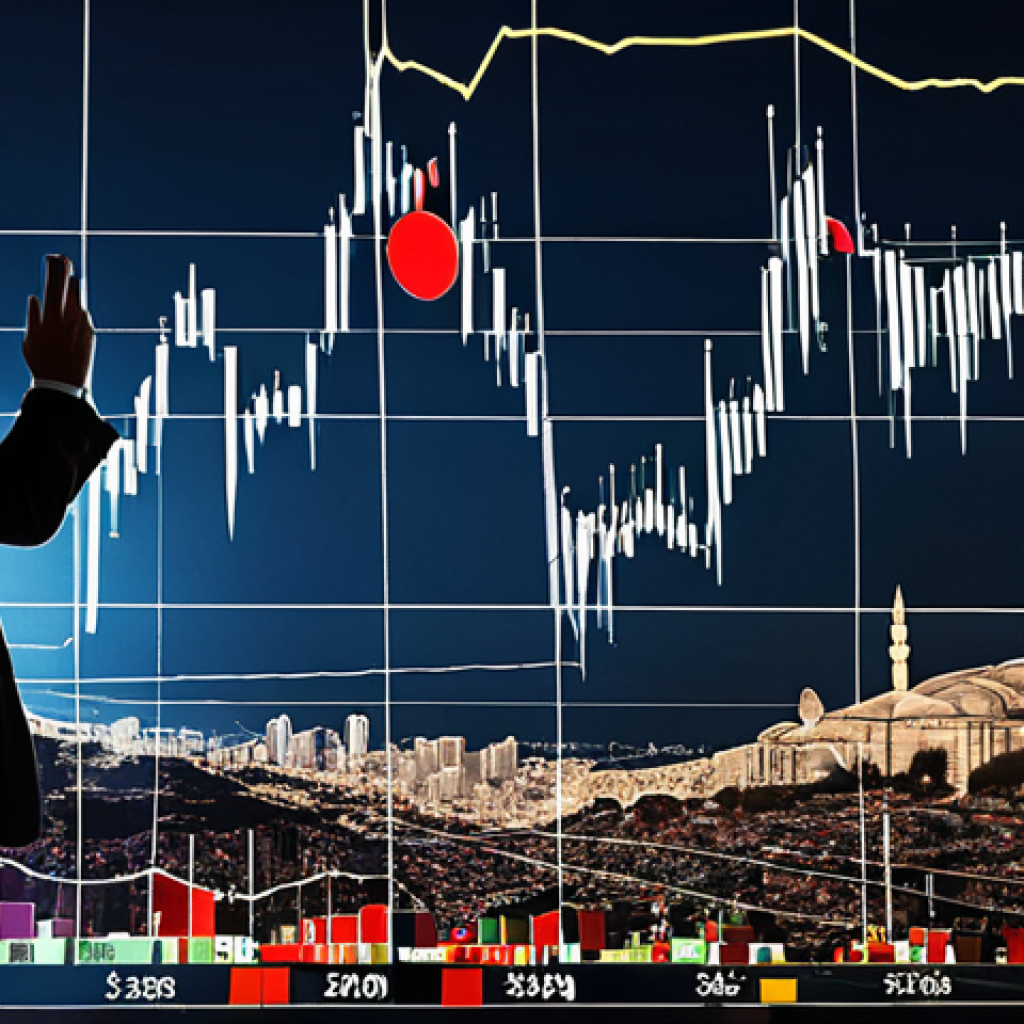 **

A dynamic stock market visualization showcasing Turkish Lira symbols rising and falling, overlaid with financial charts and data streams. The overall tone should be energetic and modern, representing the excitement and complexity of company valuation. In the background, a subtle silhouette of Istanbul's skyline.

**